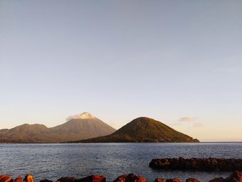 Scenic view of sea against clear sky