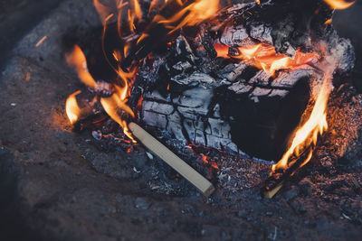 Close-up of bonfire