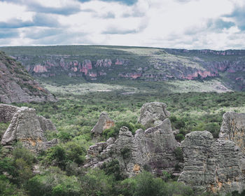 Scenic view of landscape against sky in vale do catimbau