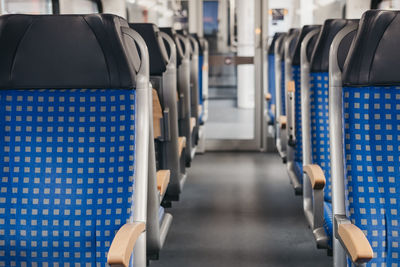 Empty seats in subway train