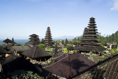 Panoramic view of temple building against sky. besakih temple, bali, indonesia