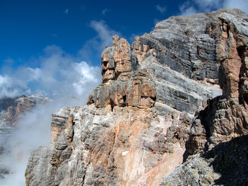 Low angle view of rock formations