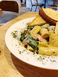 Close-up of food in plate on table