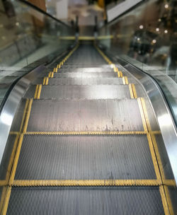 Close-up view of escalator