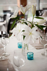 Close-up of flowers on table