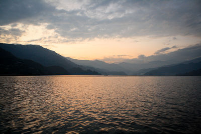 Scenic view of mountains at sunset
