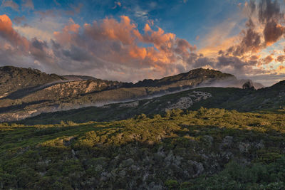 Scenic view of landscape against sky during sunset