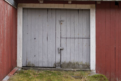 Closed door of building