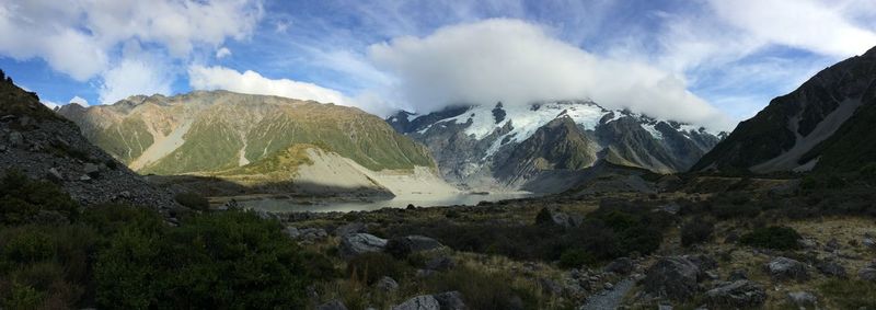 Scenic view of mountains against sky