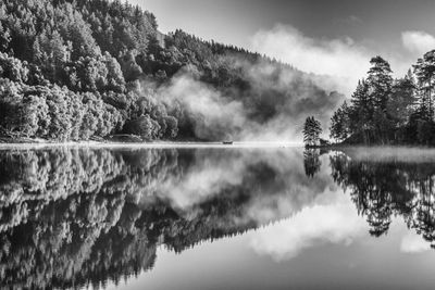 Scenic view of lake and trees against sky