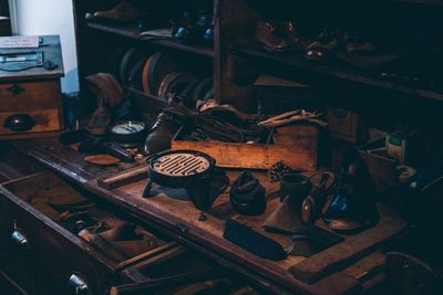 View of tools in workshop