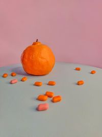 High angle view of orange on table