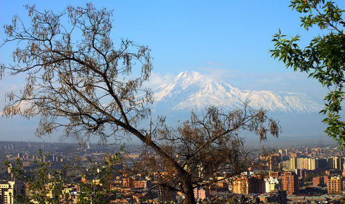 Yerevan city and mount ararat,transcaucasia,armenia.