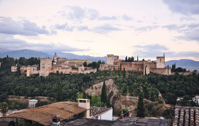 High angle view of townscape against sky