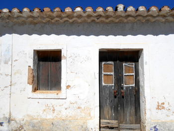 Closed door of old building