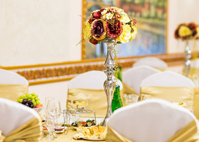 View of bouquet on table