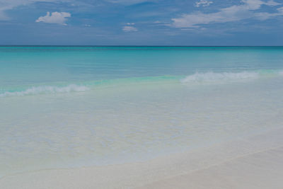 White sand and turquoise water on the caribbean beach on cuba varadero