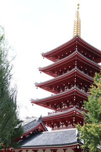 Low angle view of pagoda against sky