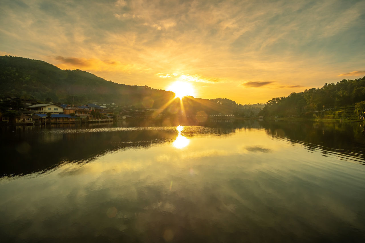 SCENIC VIEW OF LAKE DURING SUNSET