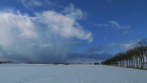 Scenic view of frozen lake against sky