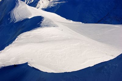 Aerial view of snow covered landscape