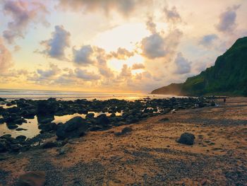 Scenic view of sea against sky during sunset