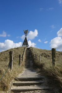 Windmill on field against sky