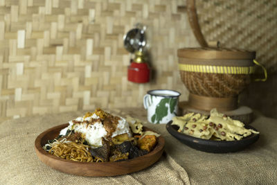 Close-up of food on table