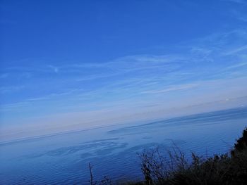 Scenic view of sea against blue sky