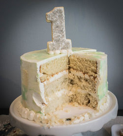 Close-up of cake on table