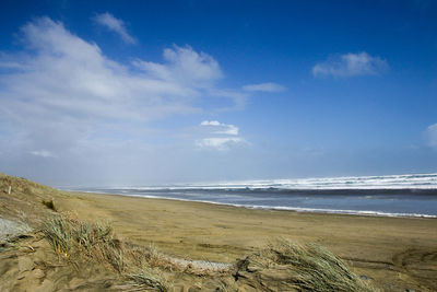 Scenic view of beach against sky