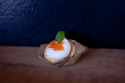 Close-up of dessert on table