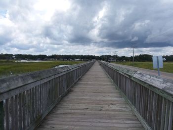 Footbridge against sky