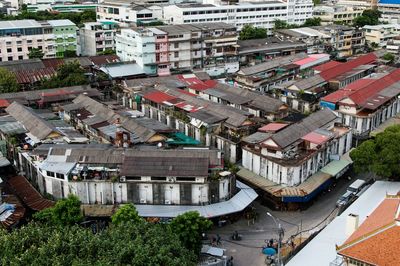 High angle view of town