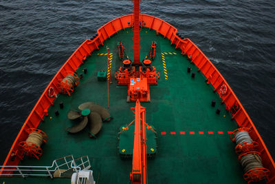 High angle view of ship on sea