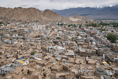 High angle view of townscape against sky