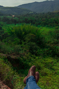 Low section of man relaxing on land