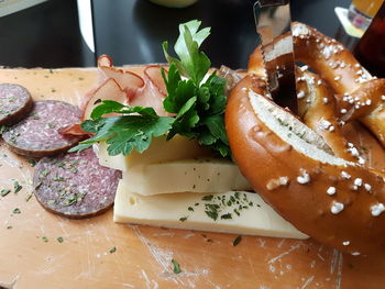 High angle view of food on table