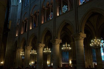 Illuminated cathedral at night