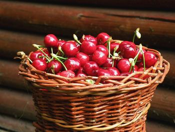 Close-up of strawberries in basket