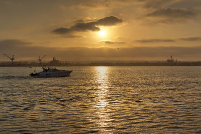 Scenic view of sea at sunset