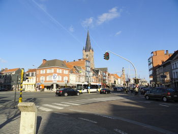 City street against blue sky