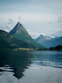 Scenic view of lake against sky