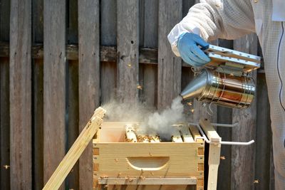 Man working on wood