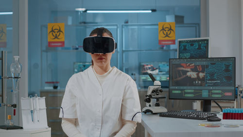 Portrait of young man working in laboratory