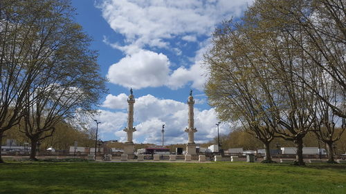 Panoramic view of factory against sky