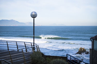 Ocean waves at the beach in sopelana spain outside bilbao