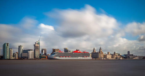 View of buildings against cloudy sky