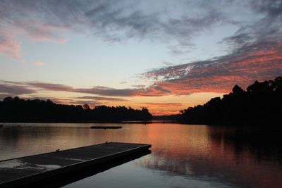 Scenic view of lake at sunset