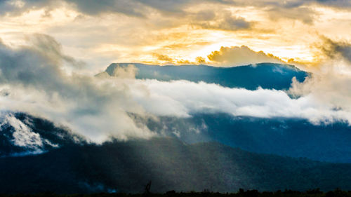 Scenic view of dramatic sky during sunset